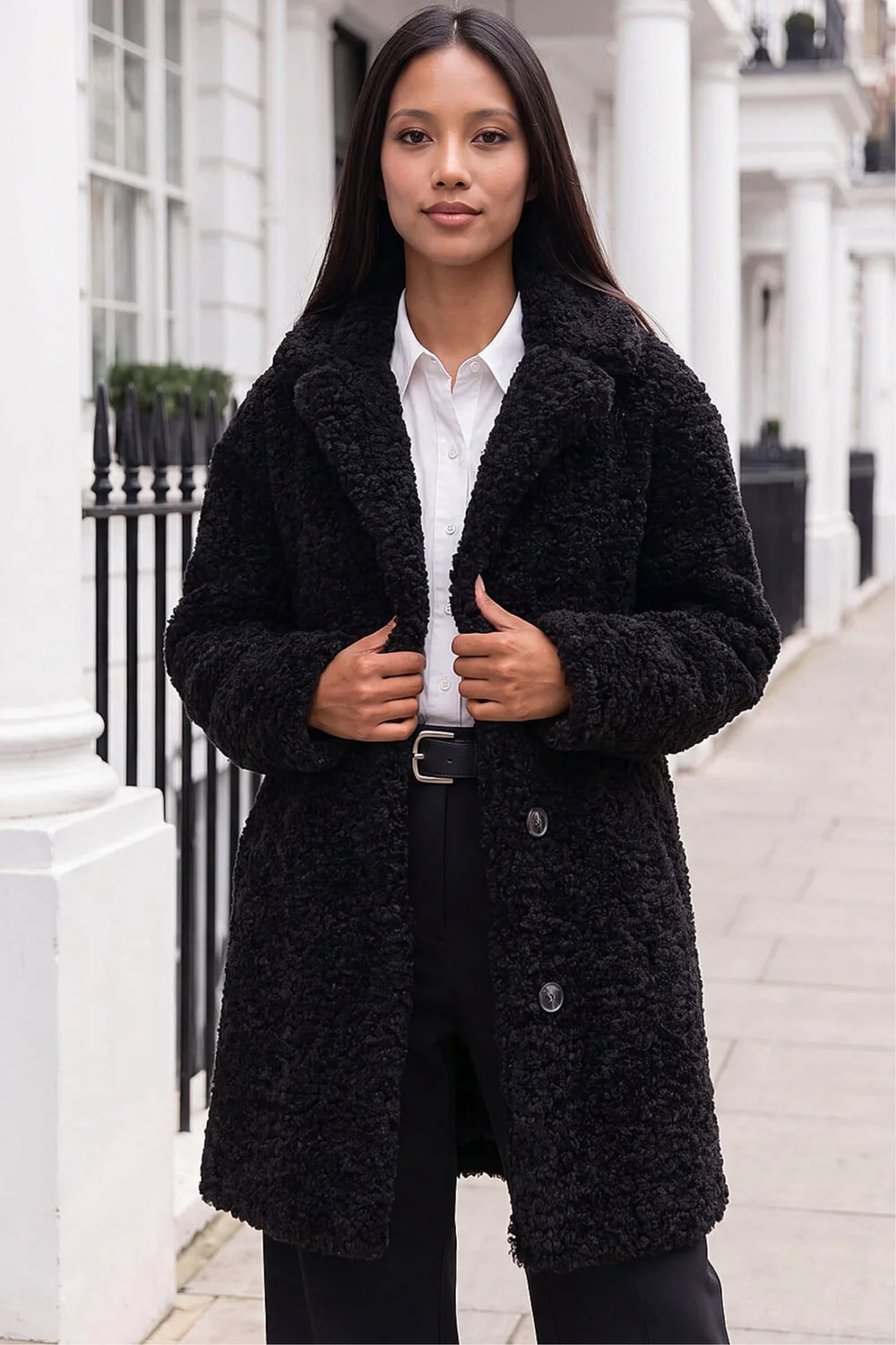 Roman Black Petite Teddy Longline Coat - 12 Image 1