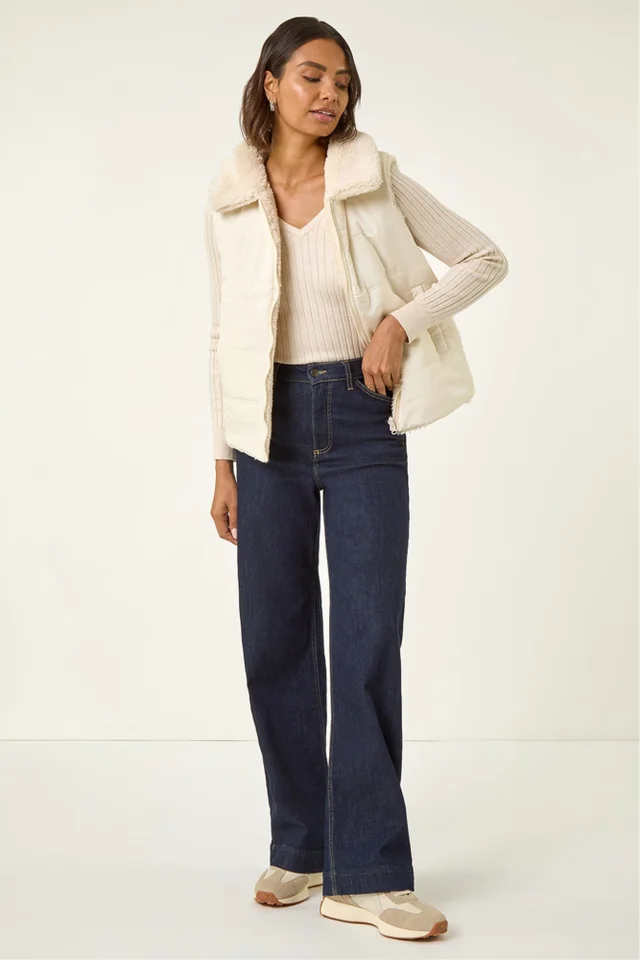 Roman Cream Reversible Fur Zip Gilet