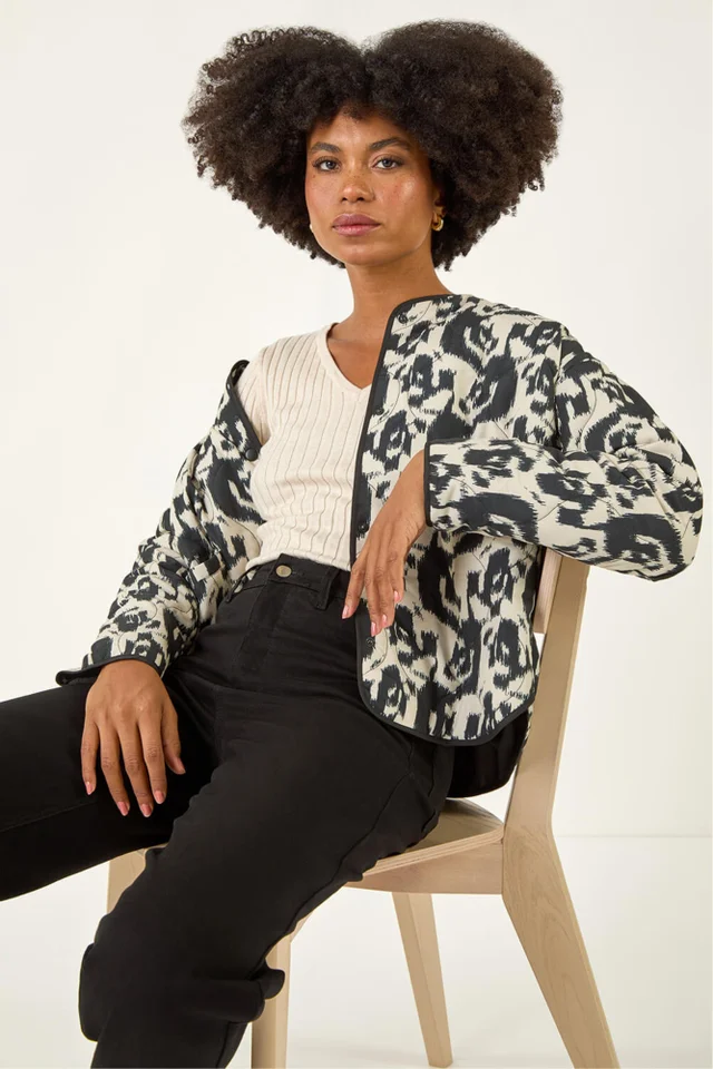 Roman Ivory Soft Printed Quilted Jacket