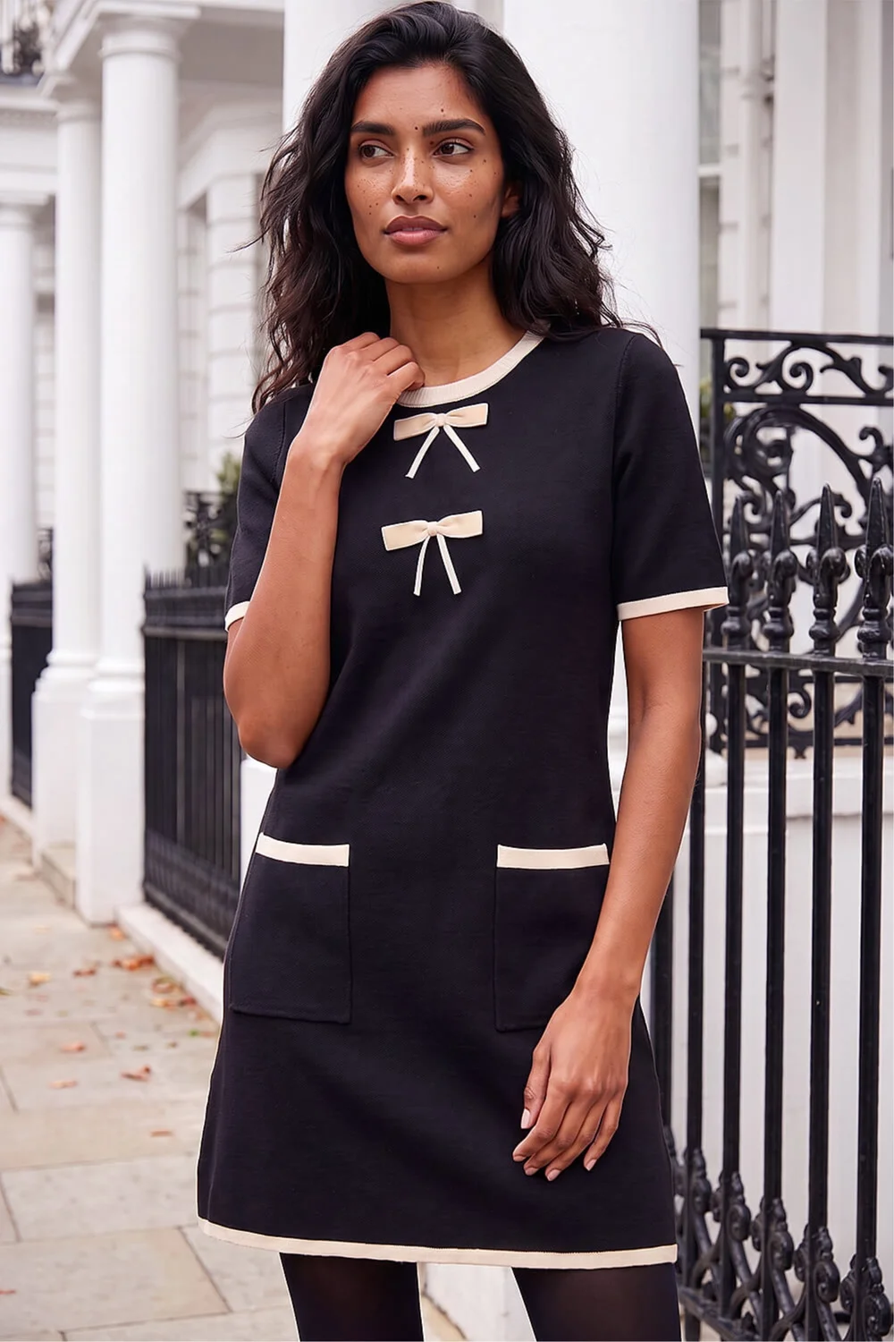 Roman Black Bow Detail Knitted Dress - 18 Image 1