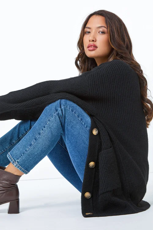 Roman Black Relaxed Longline Cardigan - Size 20 Image 1