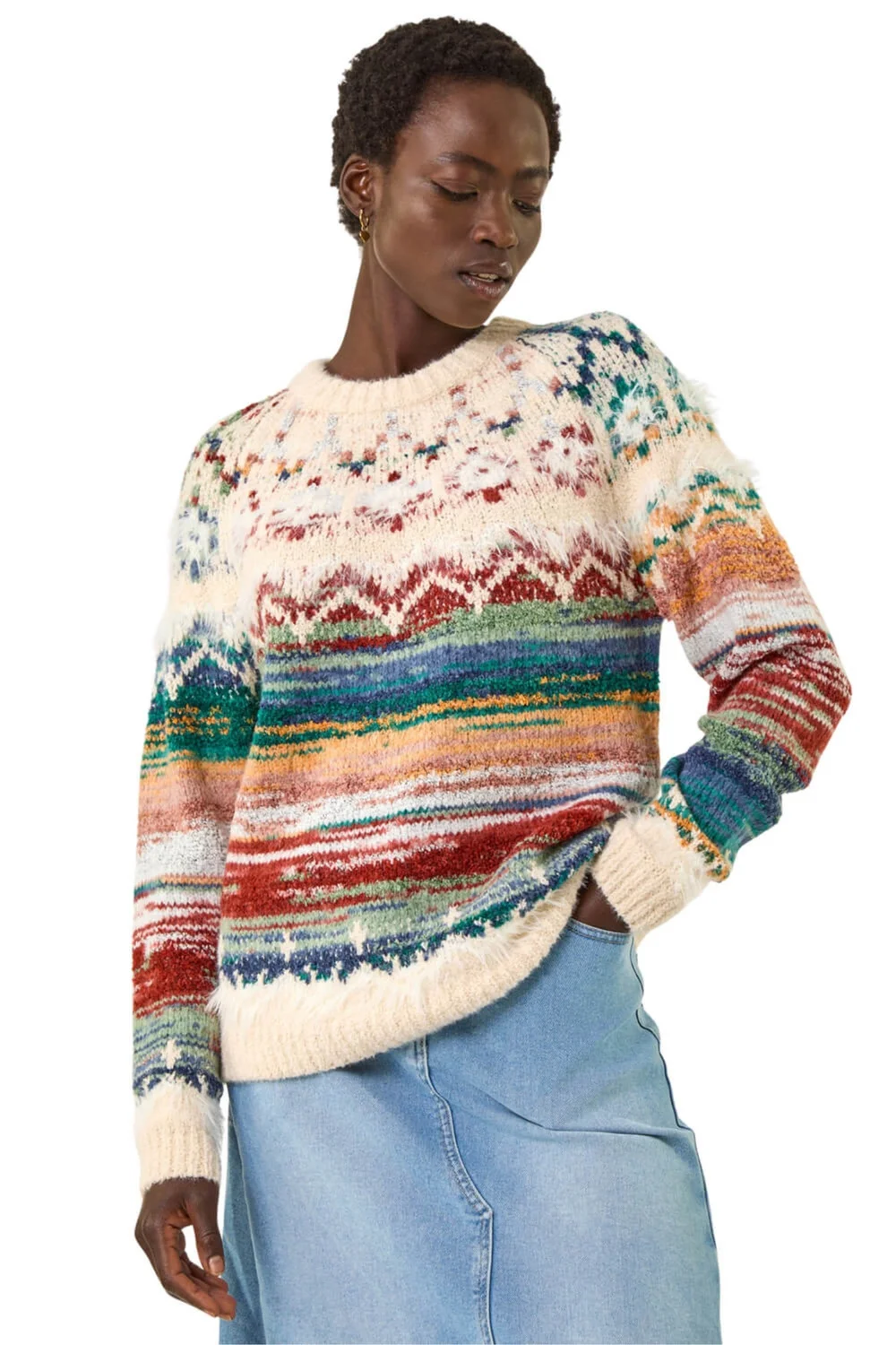 Roman Multi Fairisle Ombre Knit Jumper - Size 16 Clothing Image 1