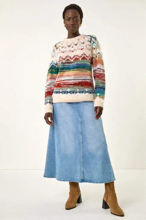 Roman Multi Fairisle Ombre Knit Jumper - Size 16 Clothing Image 3
