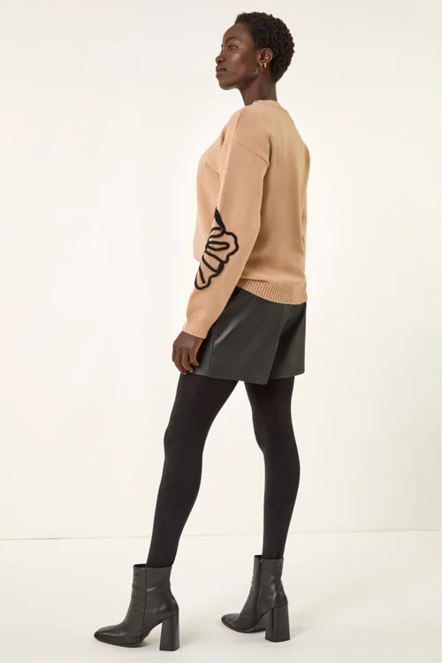 Roman Camel Cornelli Floral Knit Jumper - Medium/Large Image 4