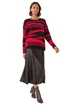 Roman Black Fluffy Colour Block Knit Jumper - Size 20 Clothing Image 2
