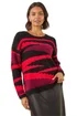 Roman Black Fluffy Colour Block Knit Jumper - Size 20 Clothing Image 1