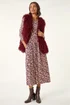 Roman Burgundy Longline Faux Fur Gilet - S Image 2