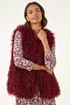 Roman Burgundy Longline Faux Fur Gilet - S Image 4