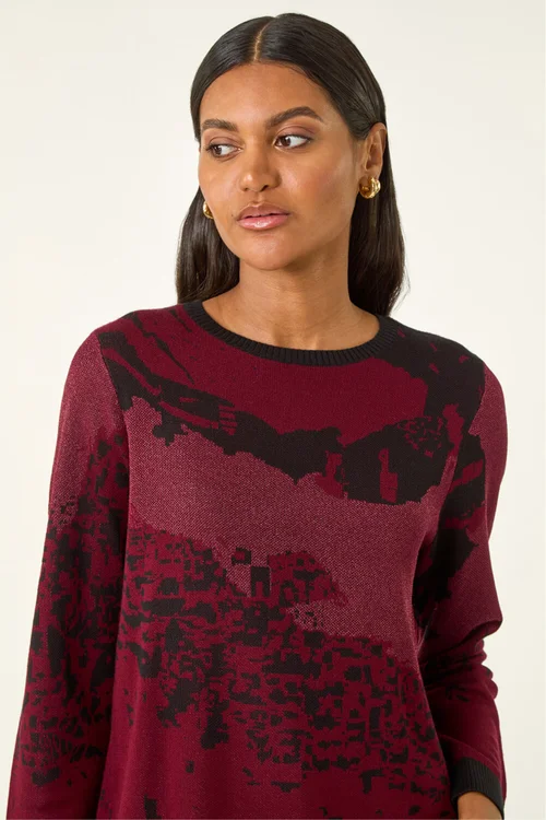 Roman Red Shimmer Colour Block Knit Jumper - Size 16 Clothing Image 4