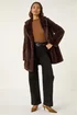 Roman Chocolate Faux Fur Longline Coat - 20 Image 2