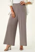 Roman Taupe Petite Wide Leg Stretch Trouser - 10 Image 4