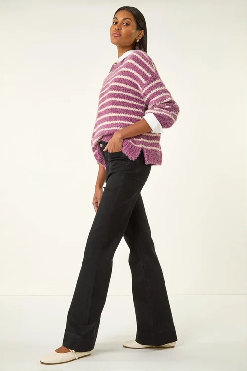 Roman Black Pocket Stretch Flare Jeans - 18 Image 1