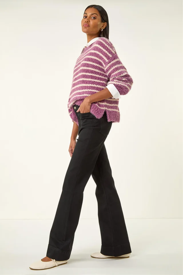 Roman Black Pocket Stretch Flare Jeans