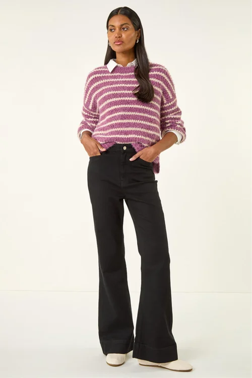 Roman Black Pocket Stretch Flare Jeans - 18 Image 2