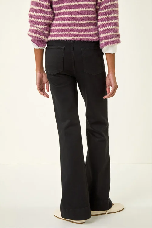 Roman Black Pocket Stretch Flare Jeans - 18 Image 3