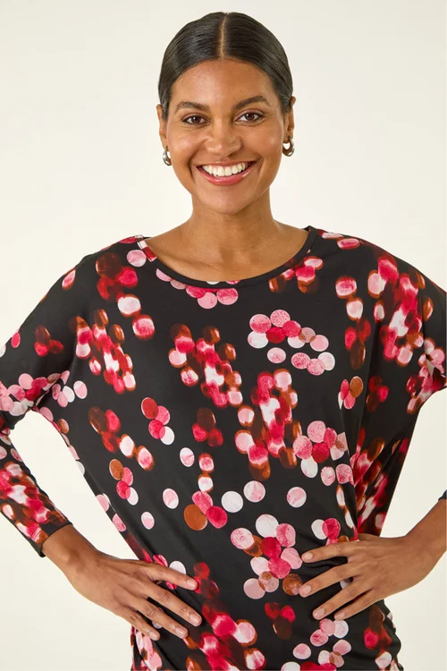 Roman Red Spot Print Band Hem Top - Size 16 Clothing Image 4