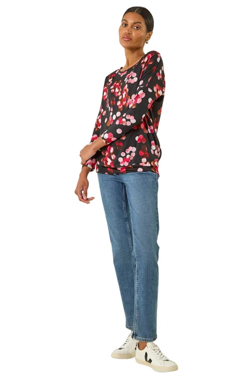 Roman Red Spot Print Band Hem Top - Size 16 Clothing Image 2