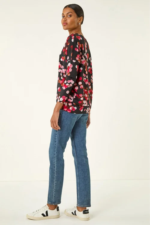 Roman Red Spot Print Band Hem Top - Size 16 Clothing Image 3