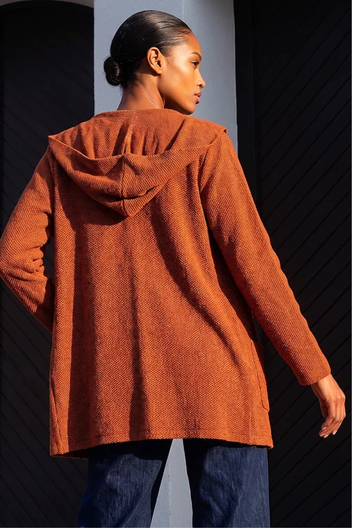 Roman Rust Longline Hooded Cardigan - 14 Image 3
