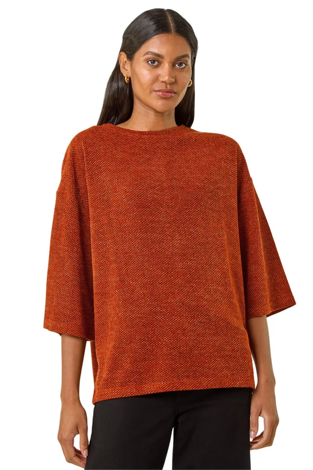 Roman Rust Button Back Jersey Snit Top