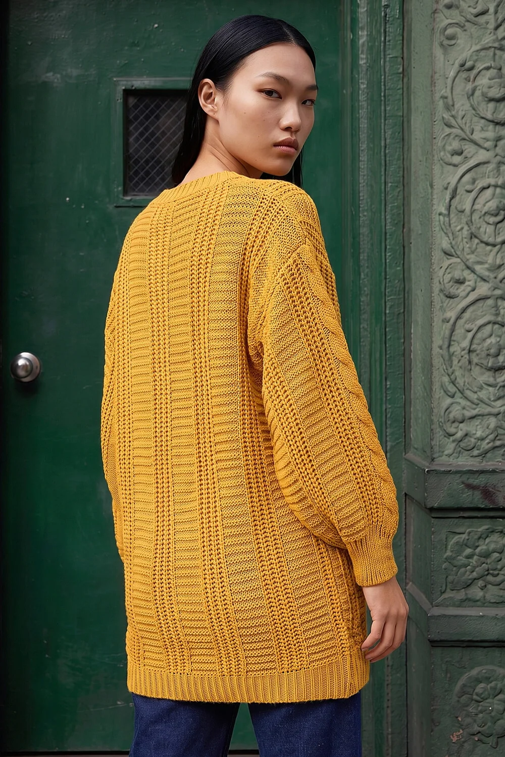 Dusk Amber Cable Knit Oversized Cardigan - 12 Image 3