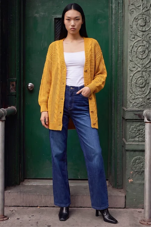 Dusk Amber Cable Knit Oversized Cardigan - 12 Image 1