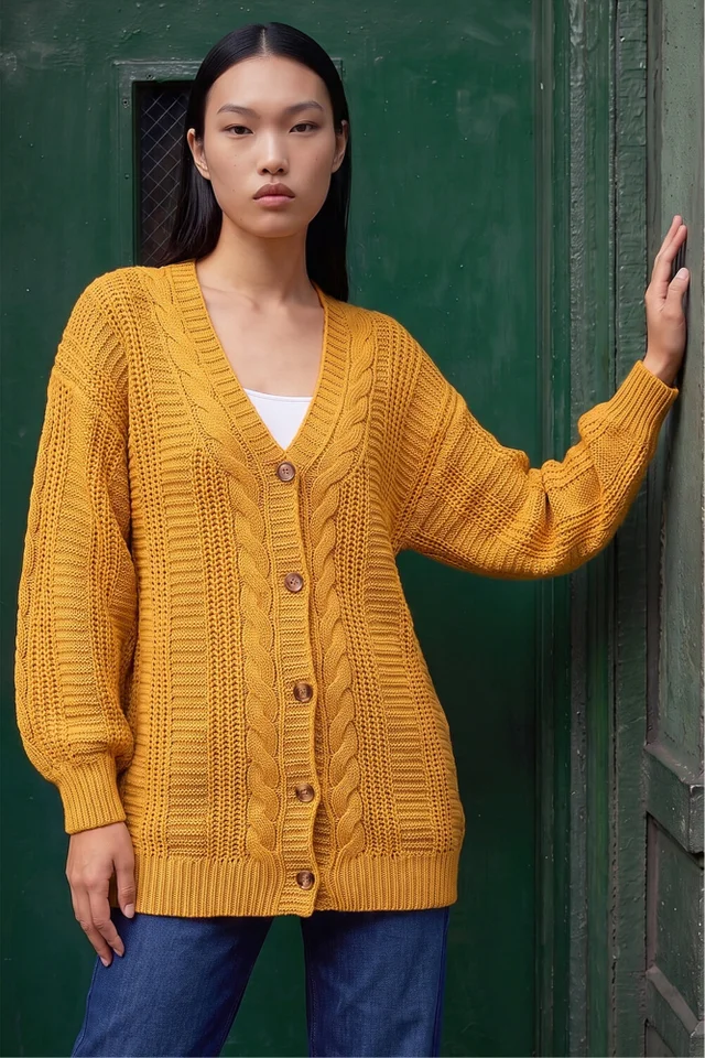 Dusk Amber Cable Knit Oversized Cardigan
