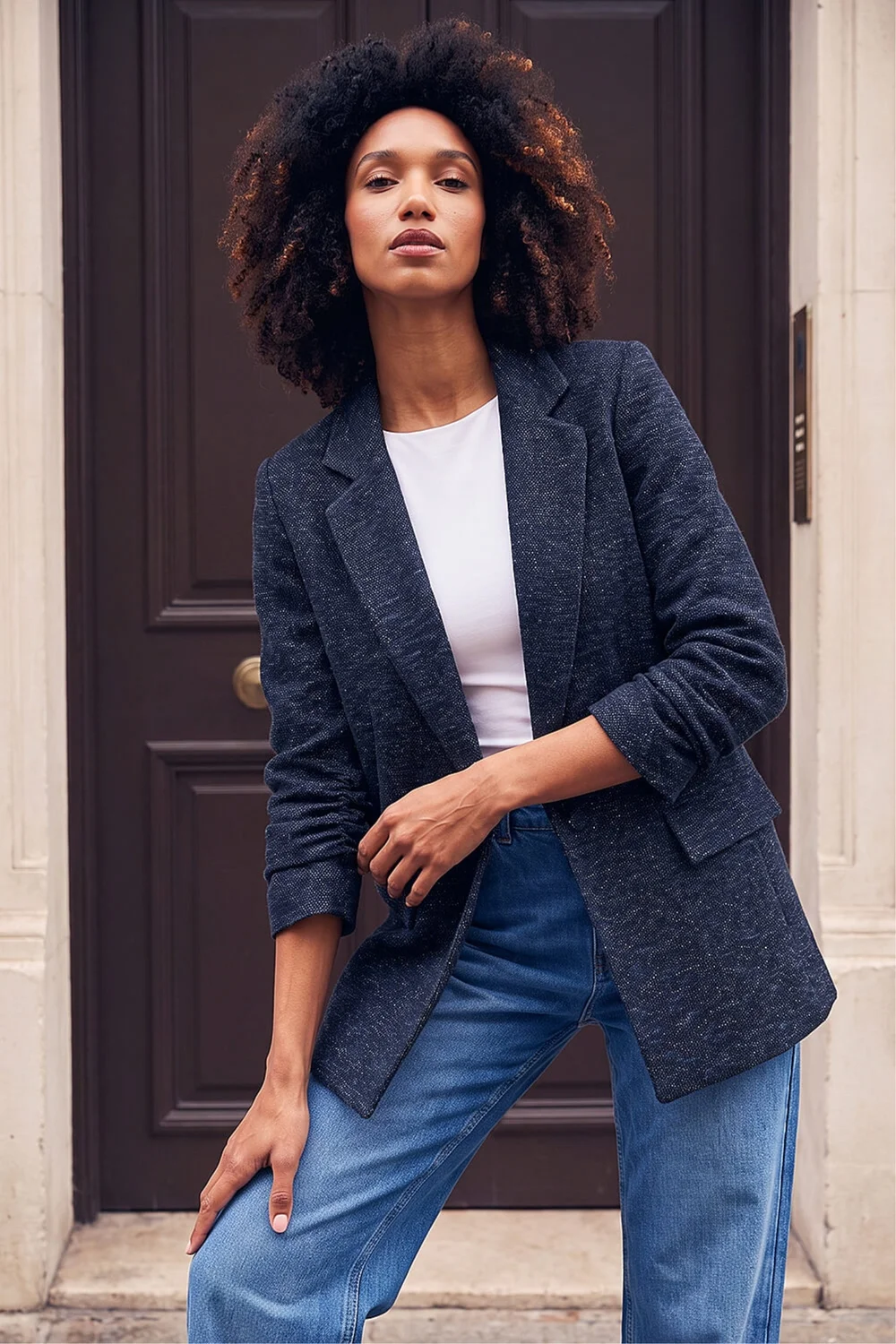 Roman Navy Boucle Jersey Blazer - 16 Image 1