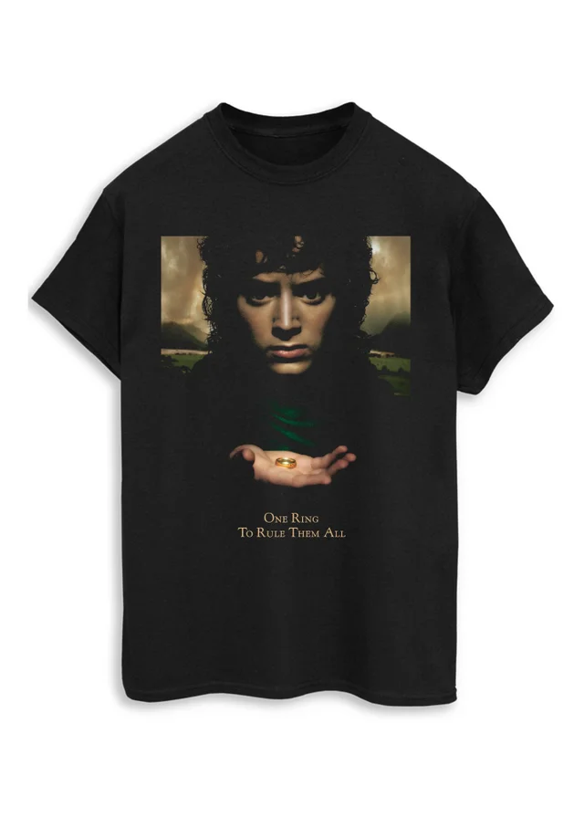 Spiral Galaxy Lord Of The Rings Frodo Ring Black Graphic T-Shirt