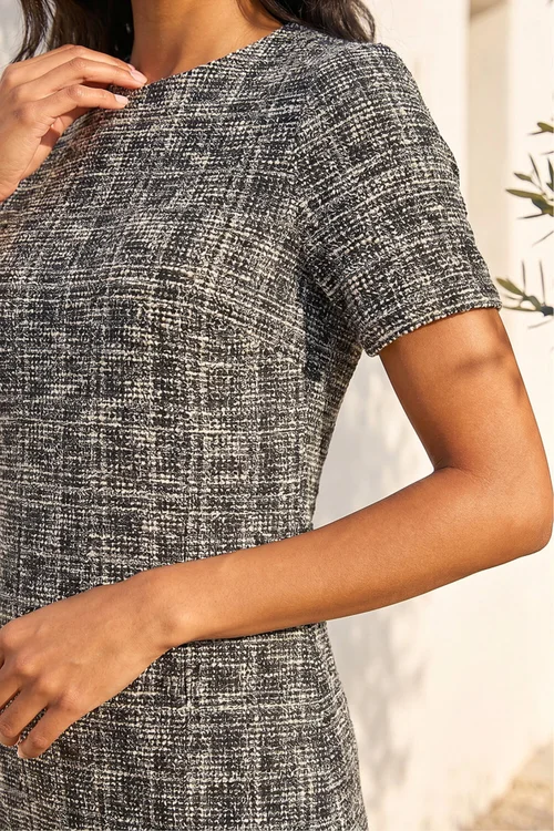 Roman Black Textured Stretch Shift Dress - 16 Image 4
