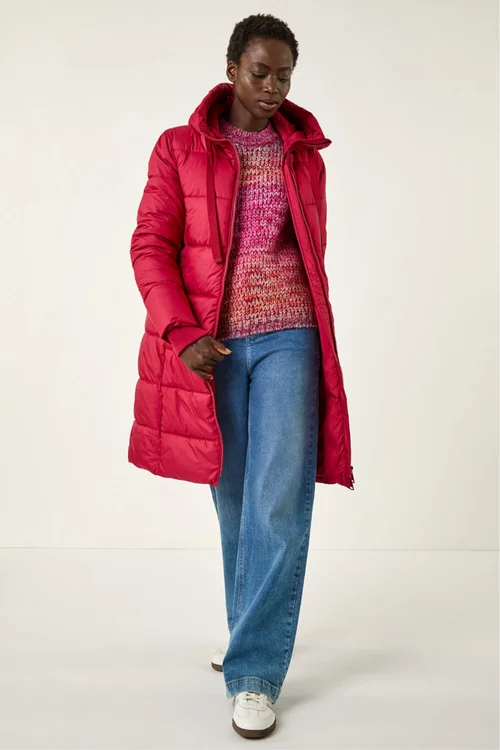 Roman Red Longline Padded Hooded Coat - 18 Image 1