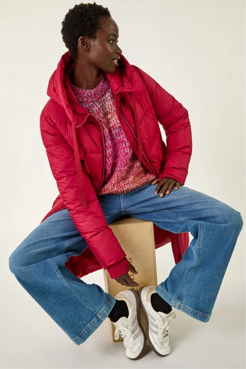 Roman Red Longline Padded Hooded Coat - 18 Image 2