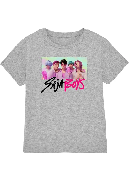 K-Pop Demon Hunters Kids Grey Saja Boys Photo Frame T-Shirt (3-13yrs) - 7-8 Yrs Image 1