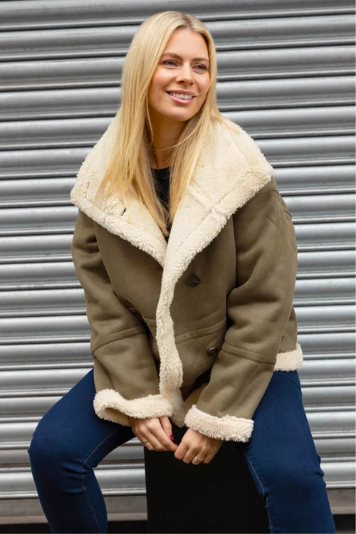 Roman Brown Borg Collar Aviator Jacket - 16 Image 2