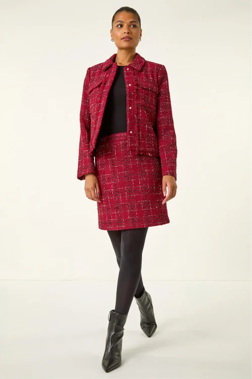 Roman Wine Luxury Boucle Textured Jacket - 18 Image 1