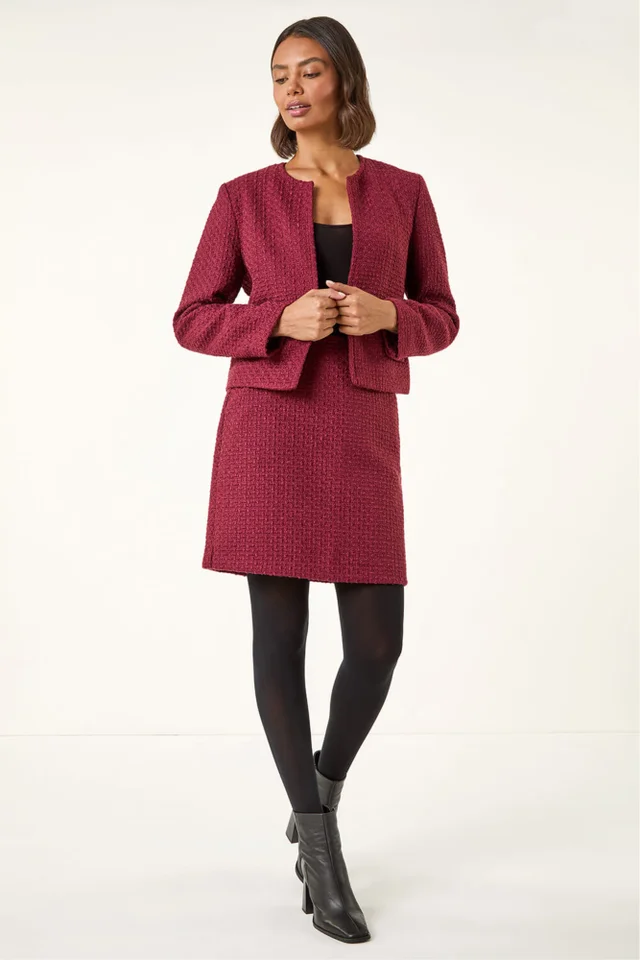 Roman Wine Textured Edge To Edge Jacket