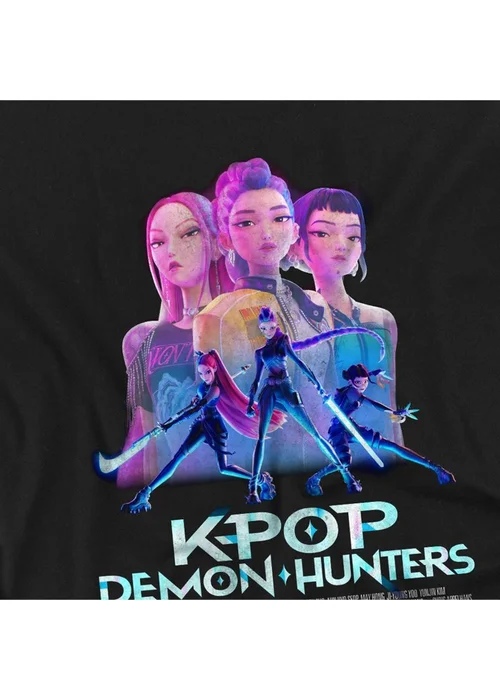 K-Pop Demon Hunters Kids Black Huntr/X Poster T-Shirt (3-13yrs) - 7-8 Yrs Image 3