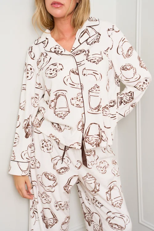 JimJam Chocolate Printed Coffee Pyjama - Small Image 2