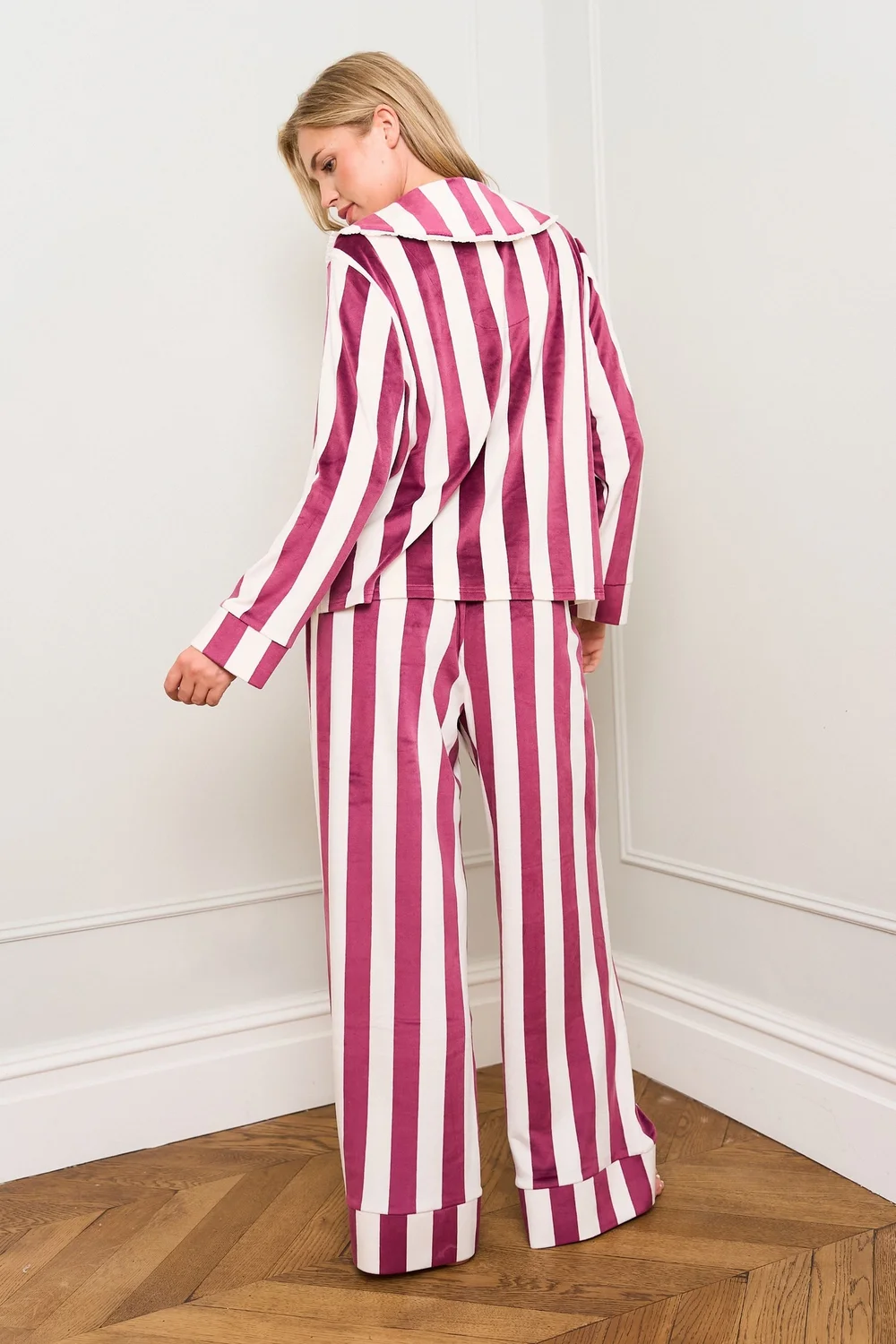 JimJam Burgundy Stripe Stripe Pyjamas - Large Image 3