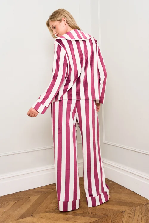 JimJam Burgundy Stripe Stripe Pyjamas - Large Image 3
