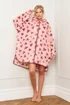 JimJam Pink Heart Print Oversized Zip Hoody - One Size Image 1