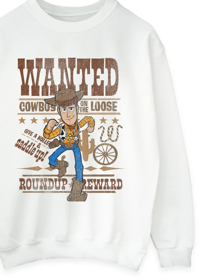 Spiral Galaxy Disney Toy Story Woody Wanted White Graphic Sweatshirt