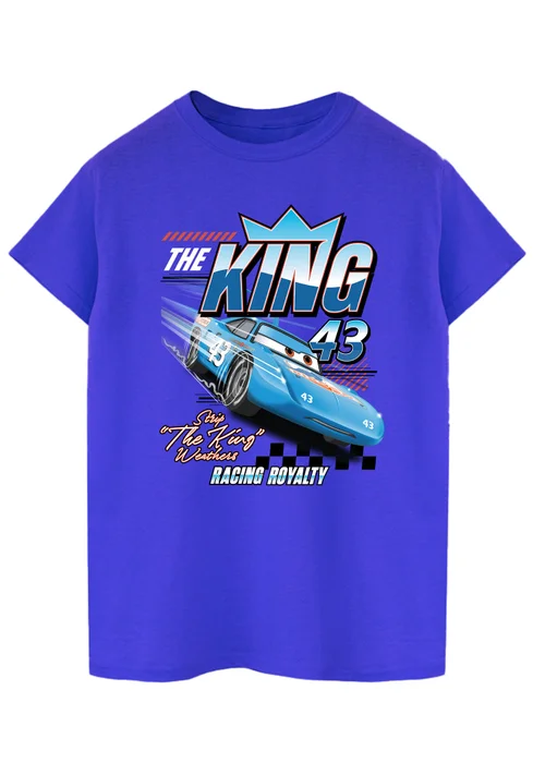 Spiral Galaxy Disney Cars The King Royal Blue Graphic T-Shirt - Small Image 1