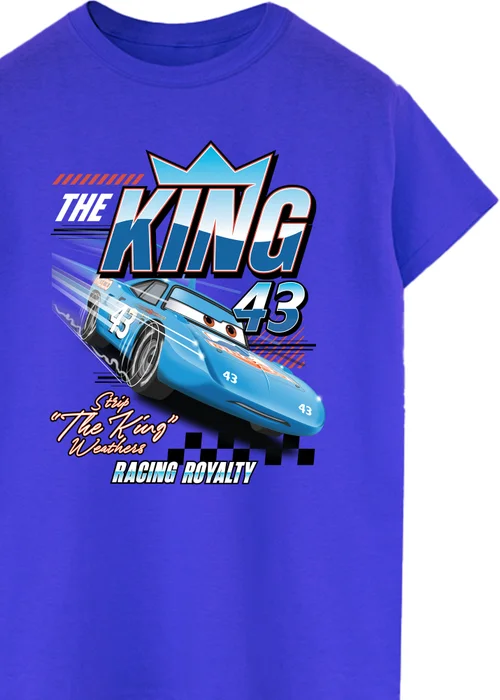 Spiral Galaxy Disney Cars The King Royal Blue Graphic T-Shirt - Small Image 2