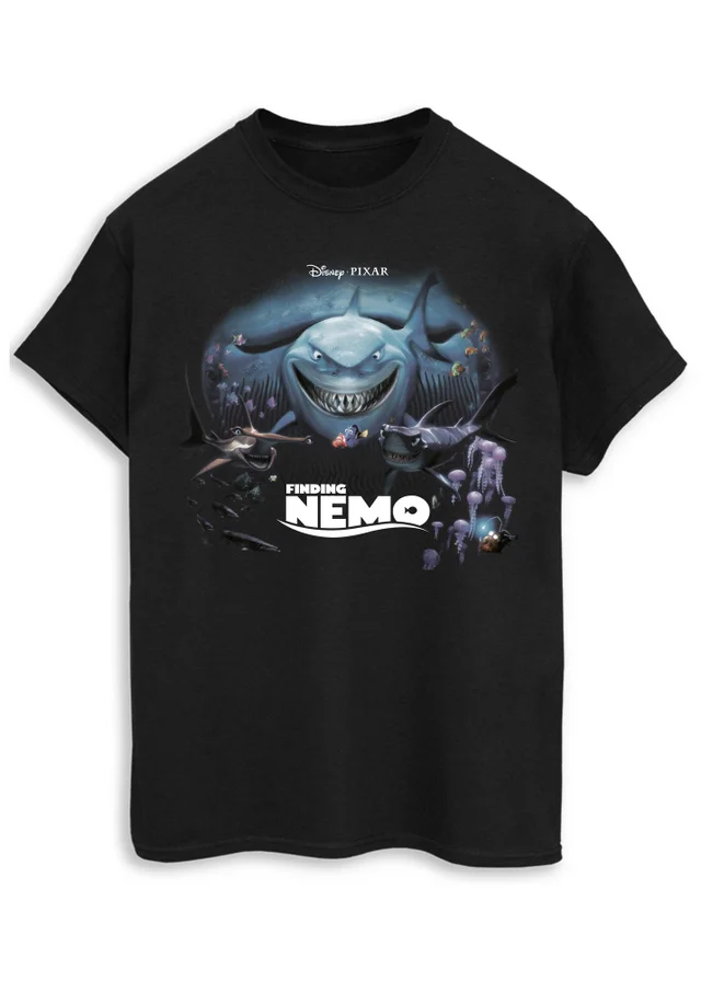 Spiral Galaxy Disney Finding Nemo Sharks Black Graphic T-Shirt