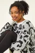 Roman Grey Petite Animal Print Knitted Dress - 14 Image 1