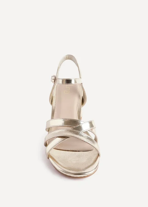 Linzi Flair Gold Faux Leather Heeled Sandals - Size 6 Image 3