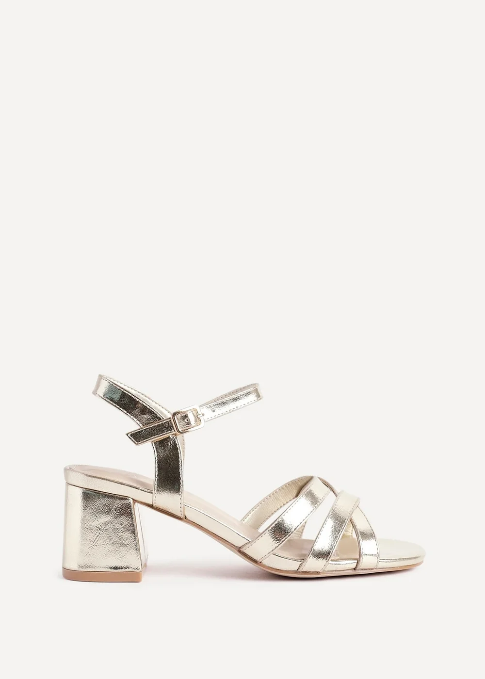 Linzi Flair Gold Faux Leather Heeled Sandals - Size 6 Image 2