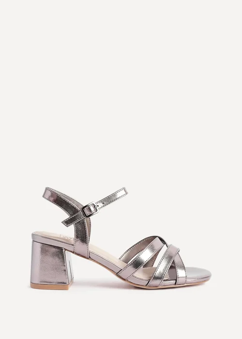 Linzi Flair Pewter Faux Leather Heeled Sandals - Size 6 Image 2