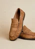 Linzi Belmont Tan Suede Leather Ruched Loafer - Size 6 Image 1